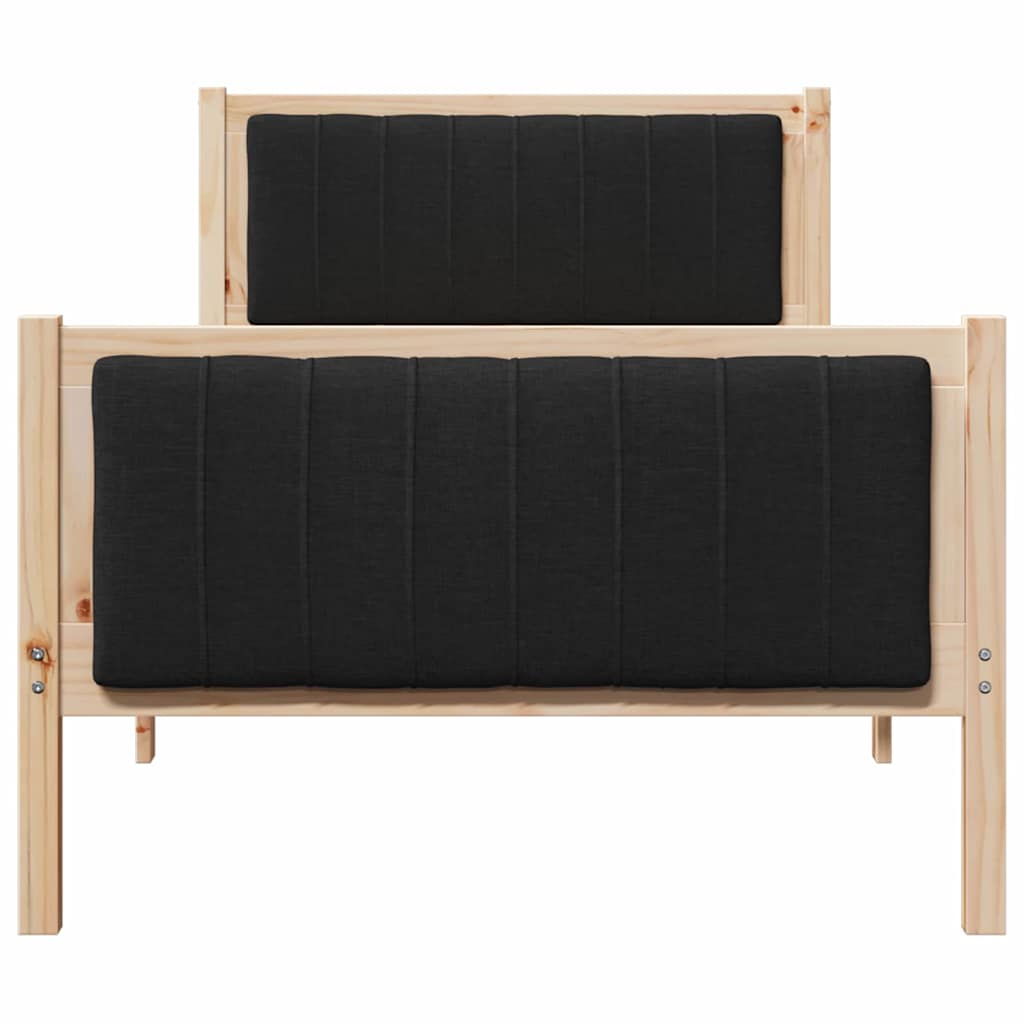 Bed frame Brown and black 90 x 200 cm Solid pine wood
